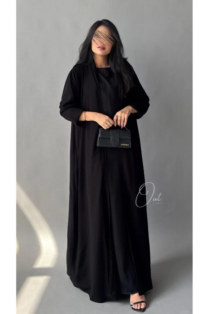 outline عباية سوداء يومية بقماش ألف ليلة وليلة- ترينديول